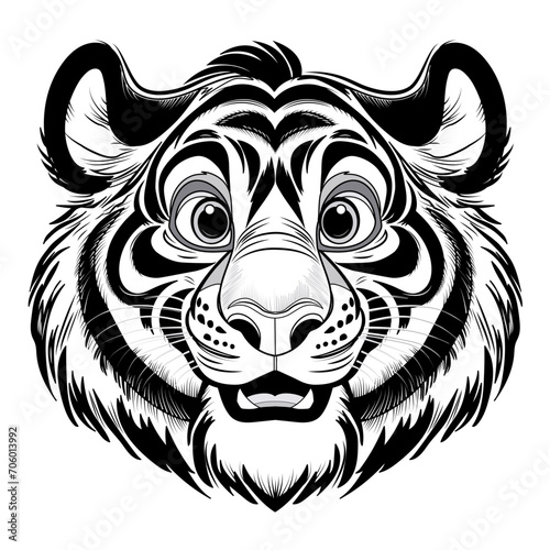 Vector illustration of a tiger head on white background, illustrazione vettoriale di testa di tigre su sfondo bianco