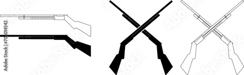 outline silhouette Shotgun Cross icon set