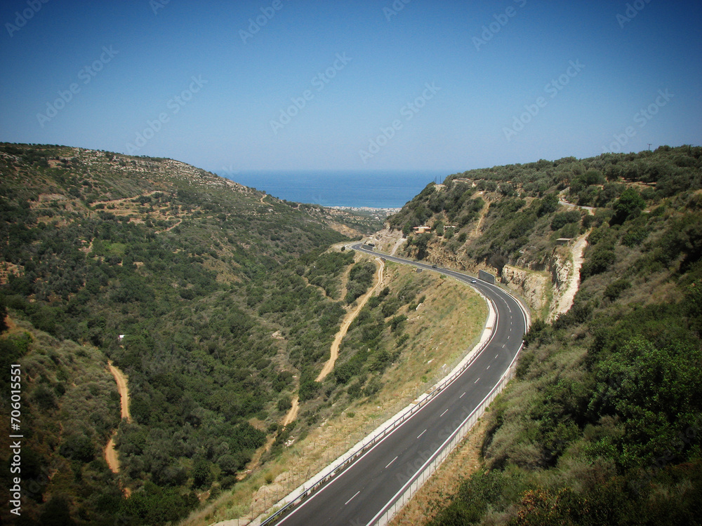 Road in the mountains leading to the Mediterranean Sea in Crete, Greece, June 2008
