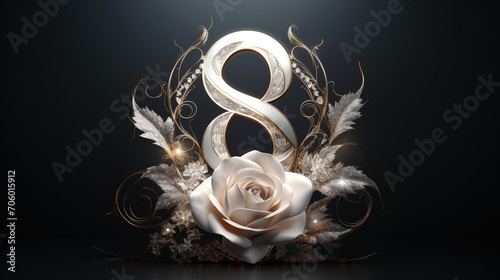 Beautiful charming creative number 8, to congratulate the birthday banner, the eighth of March, international women's day. Stylish background, luxury design. photo