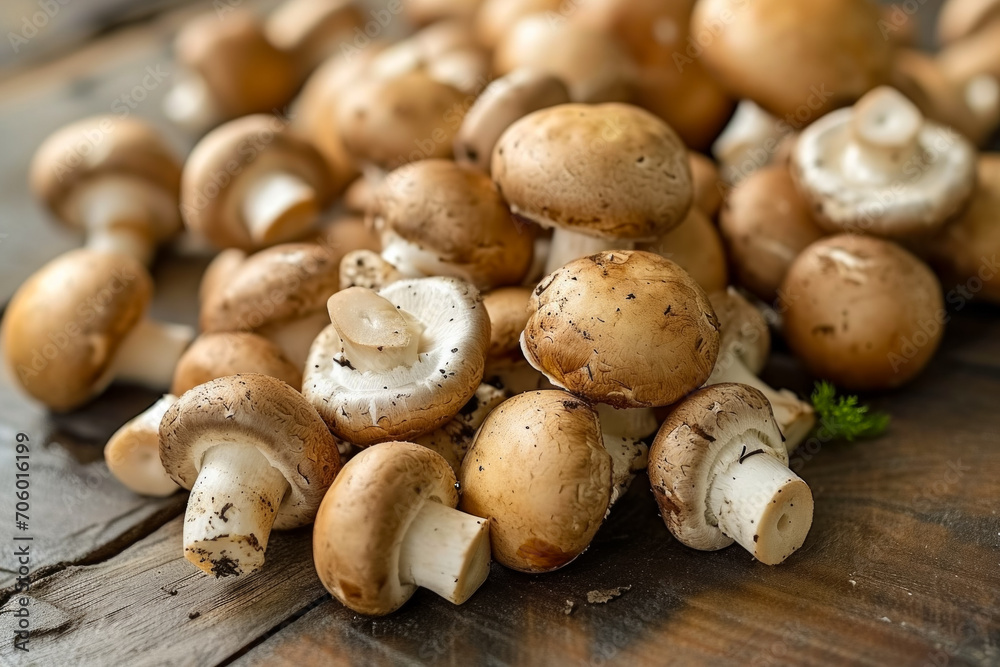Meaty mushrooms. Background with selective focus and copy space Meaty mushrooms. Background with selective focus and copy space