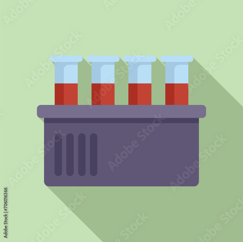Test tubes blood icon flat vector. Bioprinting medicine. Medical health
