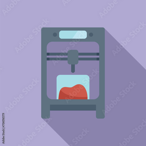 Medical printing icon flat vector. Bioprinting anatomy. Machine human monitor