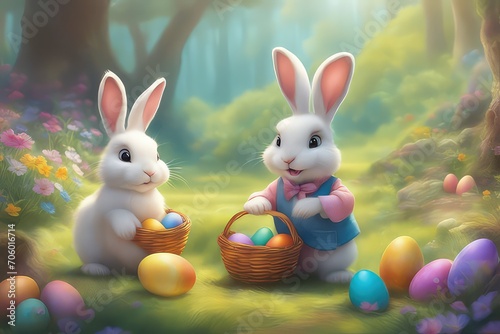 easter bunny and eggs Generative IA