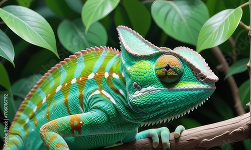 green iguana on a branch Generative IA
