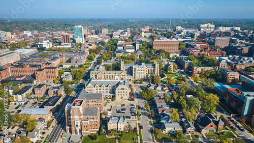 Aerial View of University of Michigan Campus and Downtown Ann Arbor photo