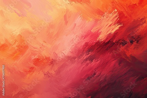 Abstract background. Red-orange palette. Paint strokes on canvas