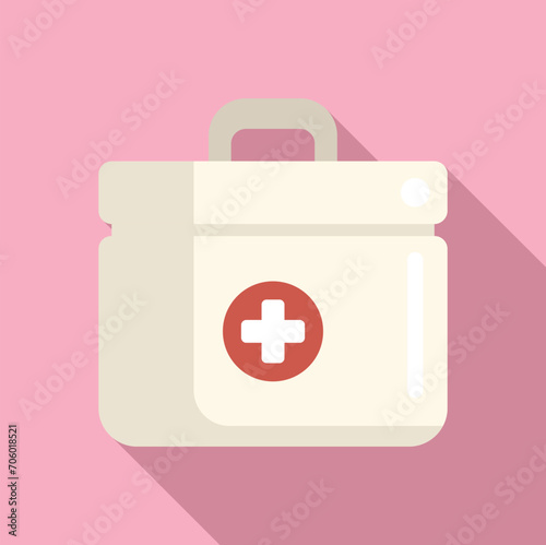 Medical box aid icon flat vector. Organ heart. Future monitor