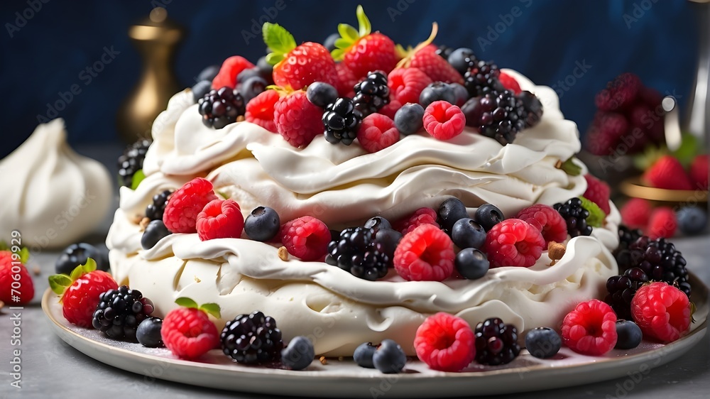  cheesecake with berries A symphony of fresh berries piled high on  delicate Pavlova