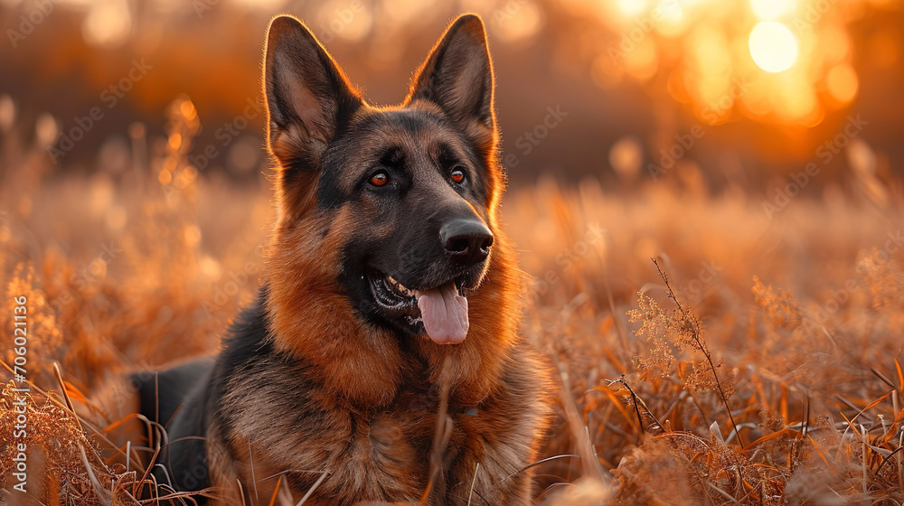 german shepherd dog sitting in the field german shepherd dog sitting in the field