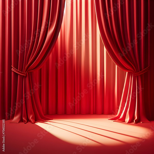 Red Curtain Background, 3D Rendering