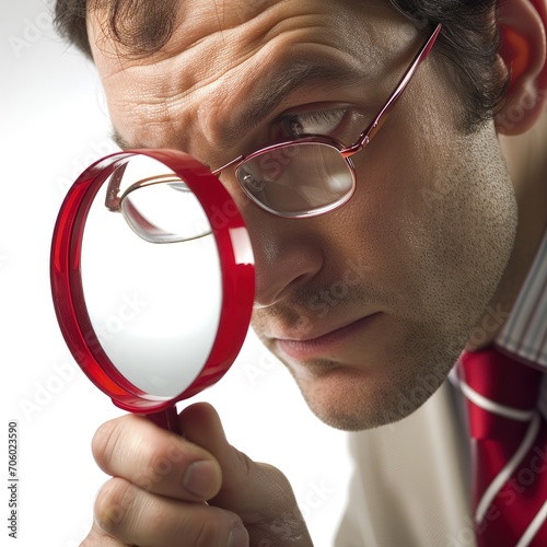The concept of looking through a magnified glass, searching for relevant information, exploring unknowns in depth, exploring obscurities and mysteries, search for hidden knowledge and truths .