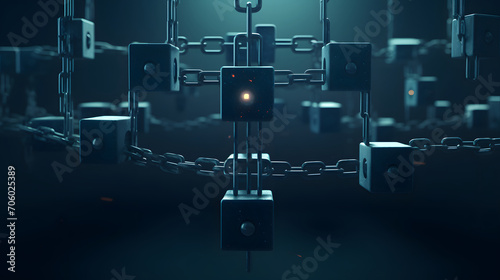 Immutable Chain. series of interconnected blocks, each representing a secure and unalterable link in the blockchain photo