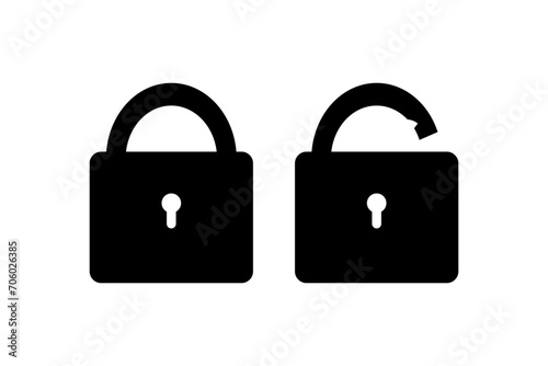 Closed padlock and open padlock – Set of security or privacy padlock icons for platforms