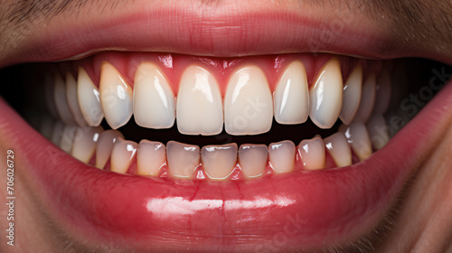 Close-up of a man's teeth that has been to the hygienist