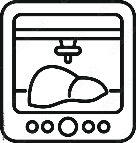 Liver printing box icon outline vector. Medical bio science. Future dna