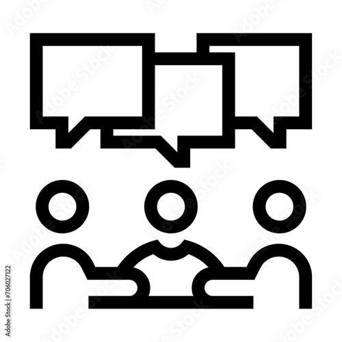 Icono de diálogo grupal. Reunión de personas, conversación, discusión, comunicación. Ilustración vectorial
