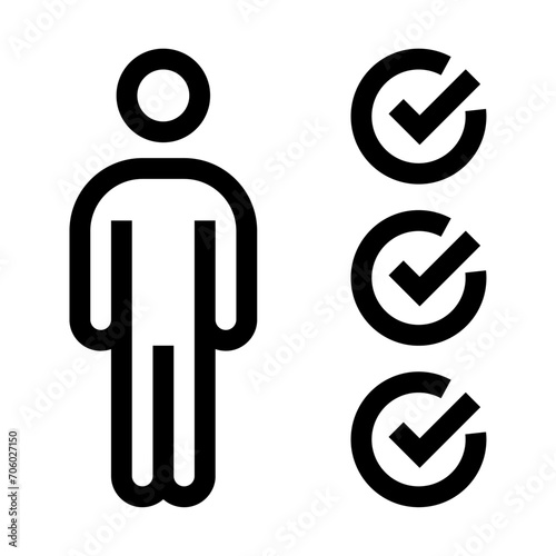 Icono de evaluación personal. Evaluación de competencia, logros, aprobaciones. Ilustración vectorial