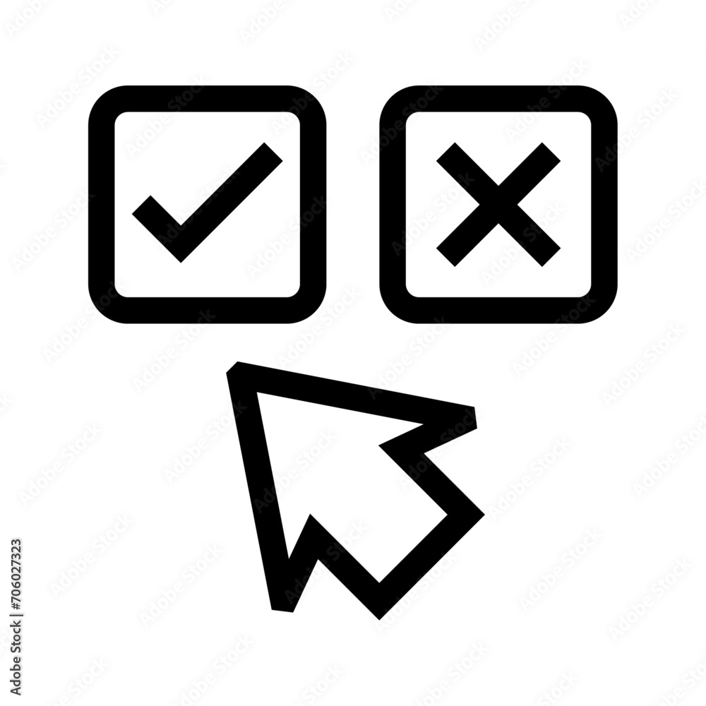 Icono de selección. Clic de elección, selección rápida, opciones. Ilustración vectorial Icono de selección. Clic de elección, selección rápida, opciones. Ilustración vectorial