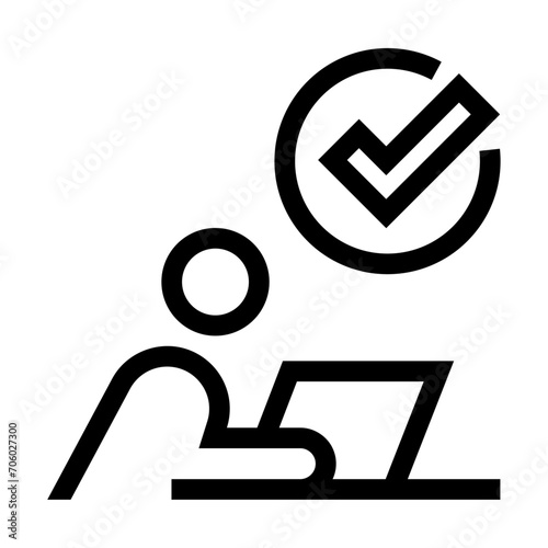 Icono de revisión completada. Finalización de Tareas, revisión exitosa. Ilustración vectorial
