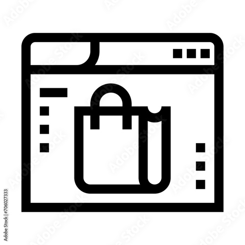 Icono de tienda en línea. Comercio electrónico, compras. Ilustración vectorial