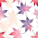 Seamless pattern of the  color leaves laying on a white background