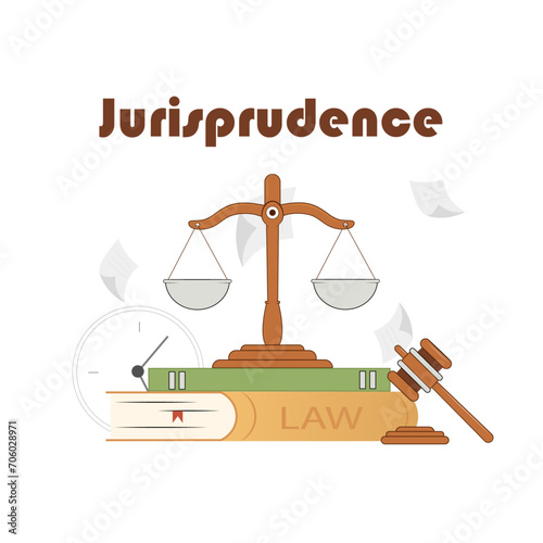 vector illustration of jurisprudence, scales, laws