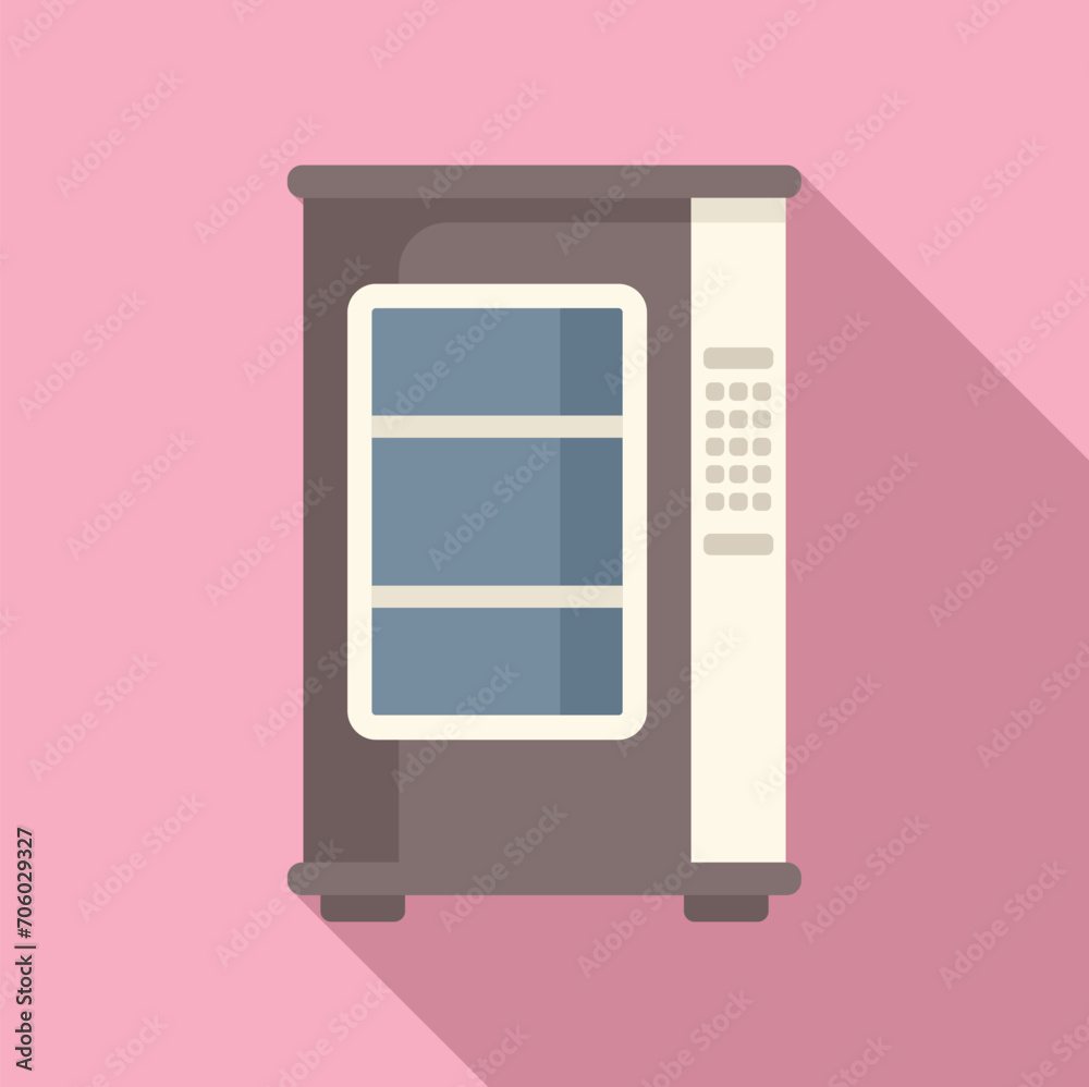 Supply food snack icon flat vector. Sell food. Polymer machine Supply food snack icon flat vector. Sell food. Polymer machine