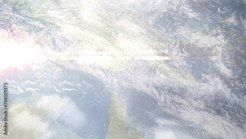 Zoom in from space and focus on Daru, Papua New Guinea. 3D Animation. Background for travel intro. Elements of this image furnished by NASA. photo