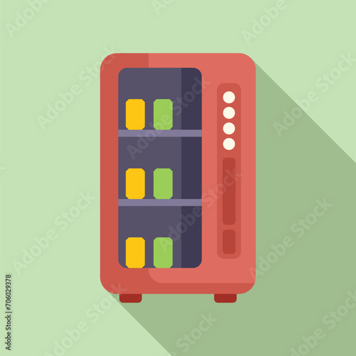 Workplace vending machine icon flat vector. Cooler food. Snack selling