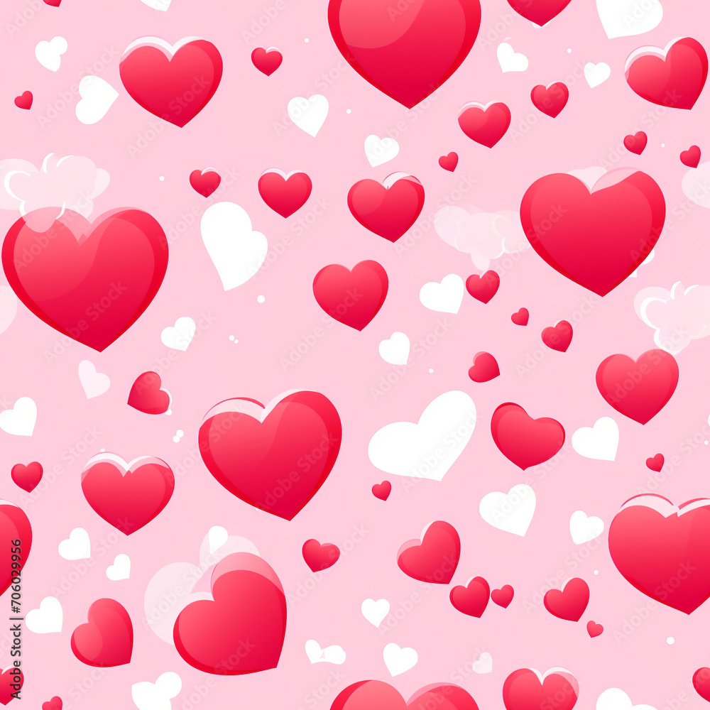 Valentine's Day Floating Heart Bubbles Seamless Pattern