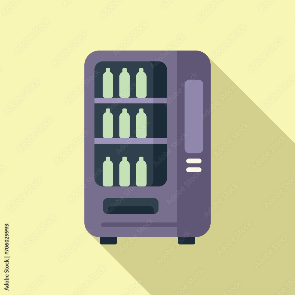 Sell juice bottle icon flat vector. Vending machine. Business sell snack Sell juice bottle icon flat vector. Vending machine. Business sell snack