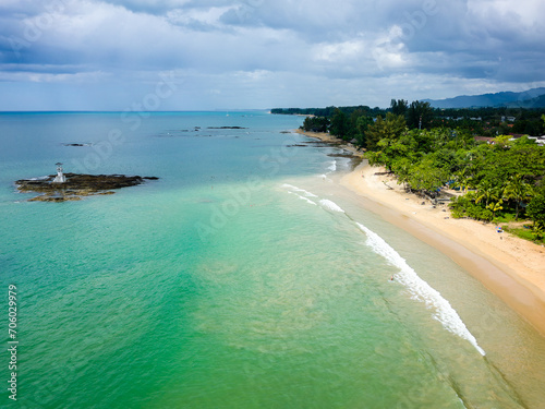 Aerial view of the picturesque tropical beach of Nangthong in Khao Lak, Thailand © whitcomberd