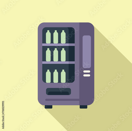 Sell juice bottle icon flat vector. Vending machine. Business sell snack