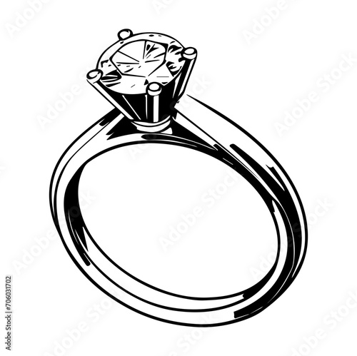 ring with diamond , wedding jewelry Vintage Hand drawn sketch,Diamond ring. vector illustrator.