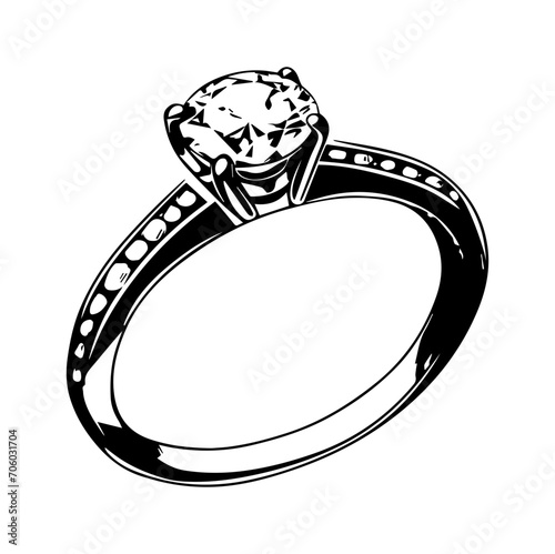 ring with diamond , wedding jewelry Vintage Hand drawn sketch,Diamond ring. vector illustrator.