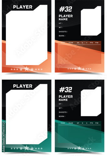 Sport player trading card frame border template photo