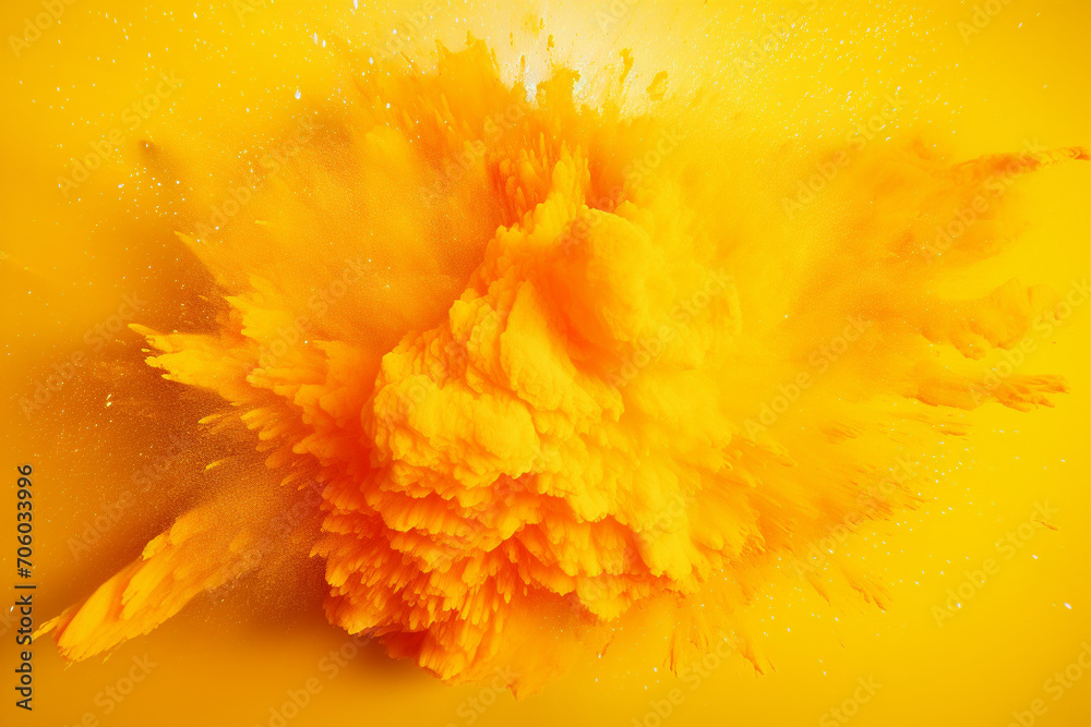 Bright yellow orange holi paint, Generative AI Bright yellow orange holi paint, Generative AI