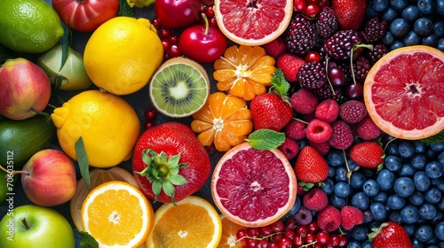 Color fruits, berries and vegetables