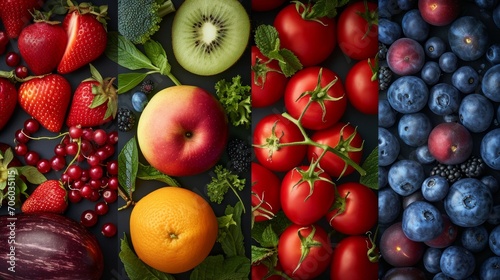 Color fruits, berries and vegetables