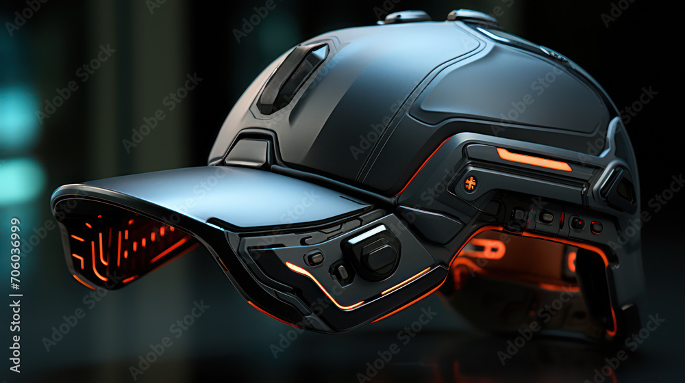 High-end gaming helmet with illuminated detailing