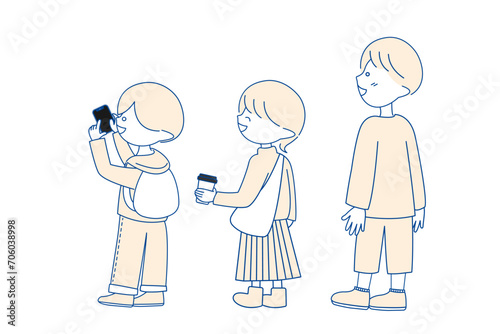 仲良くお散歩する男女