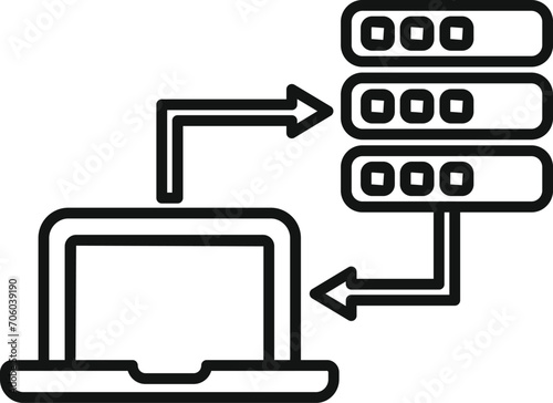 Internet laptop provider icon outline vector. Dark storage library. Admin online