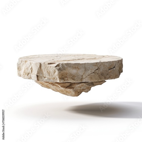 floating stone for display product or presentation in beige color with white background. can be use for jewelry, cosmetic, watch in luxury, nature, modern, minimal, simple design