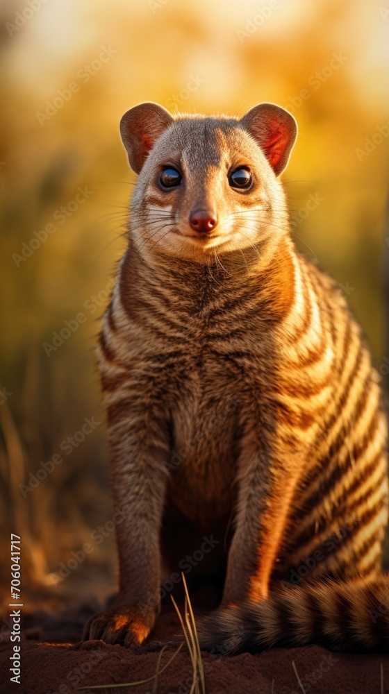 A striped animal with a big head and a big body. Generative AI. A striped animal with a big head and a big body. Generative AI.