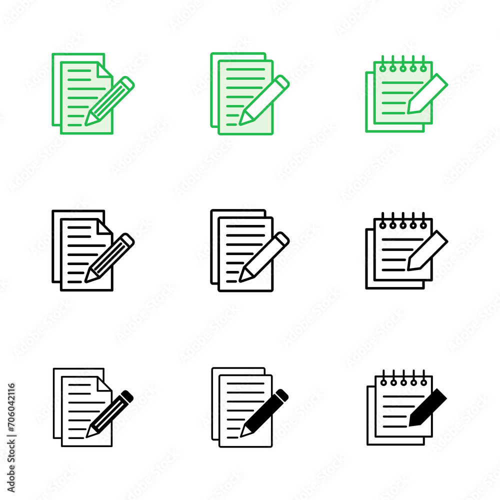 Note icon set. notepad icon vector Note icon set. notepad icon vector