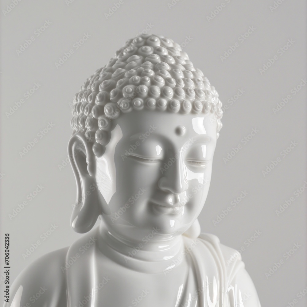 a white ceramic buddha