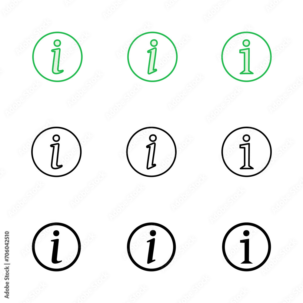 Info sign icon set. about us icon vector. Faq icon Info sign icon set. about us icon vector. Faq icon