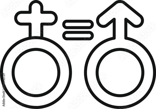 Gender equality icon outline vector. Couple poster support. Pride move