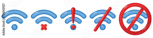 Set of 3d WIFI icons isolated on a transparent background. Wireless internet sign. Vector illustration